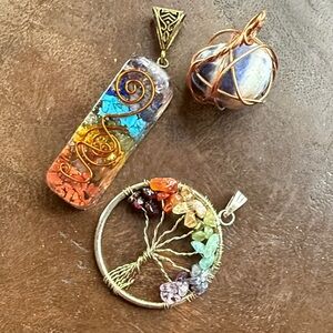 Colorful Tree of Life Pendant Set